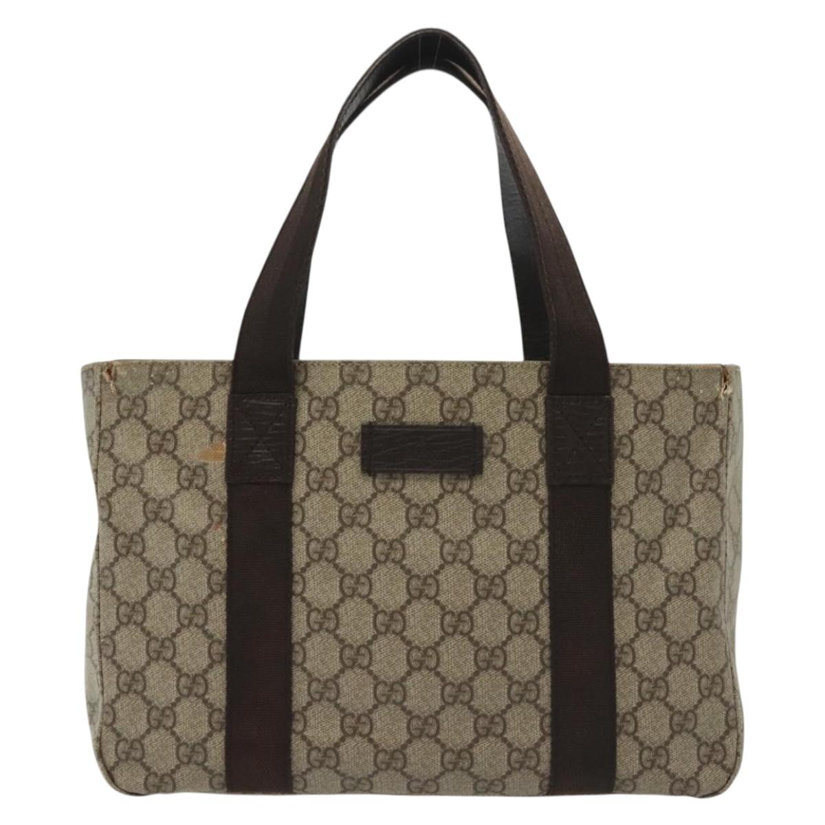 GUCCI GG Supreme Tote Bag PVC Beige Silver 141976 Auth bs28870