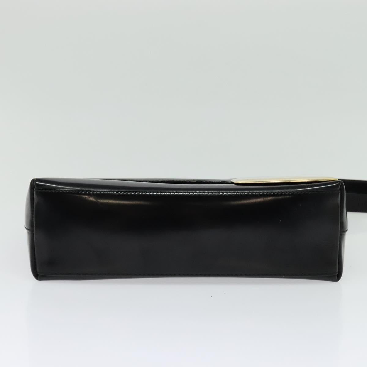 GUCCI Shoulder Bag Enamel Black Gold 0001 3444 1812 Auth bs28872