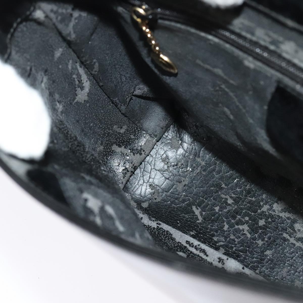GUCCI Shoulder Bag Enamel Black Gold 0001 3444 1812 Auth bs28872