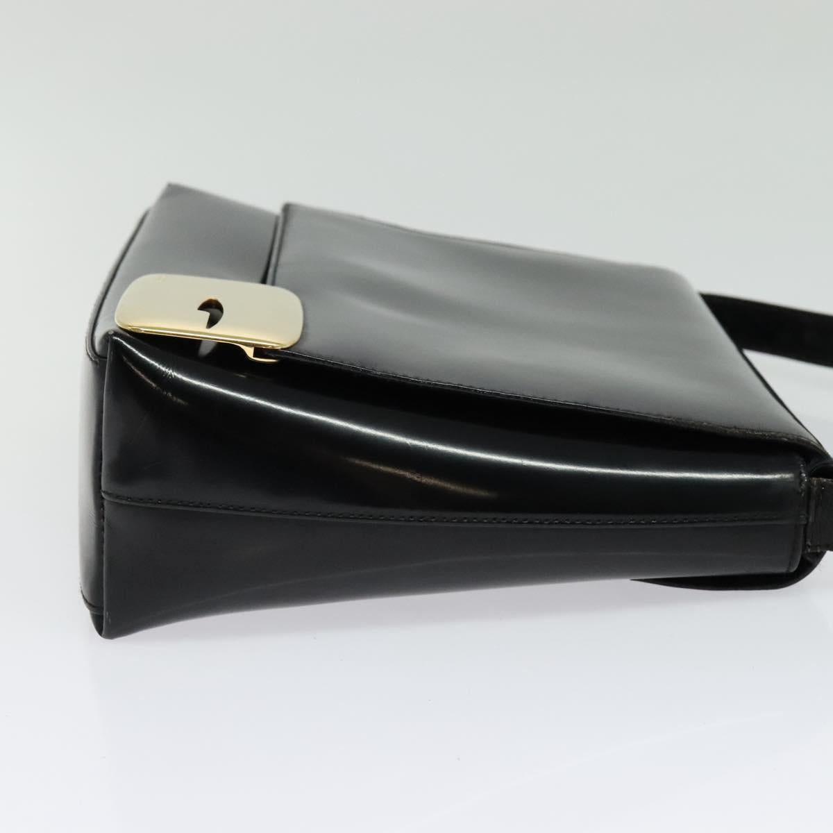GUCCI Shoulder Bag Enamel Black Gold 0001 3444 1812 Auth bs28872