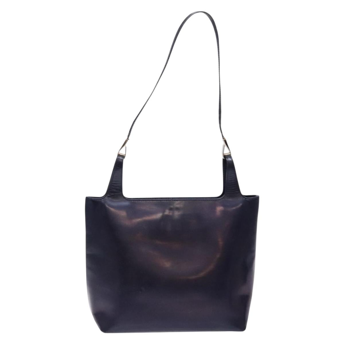 GUCCI Shoulder Bag Enamel Navy Silver Auth bs28873