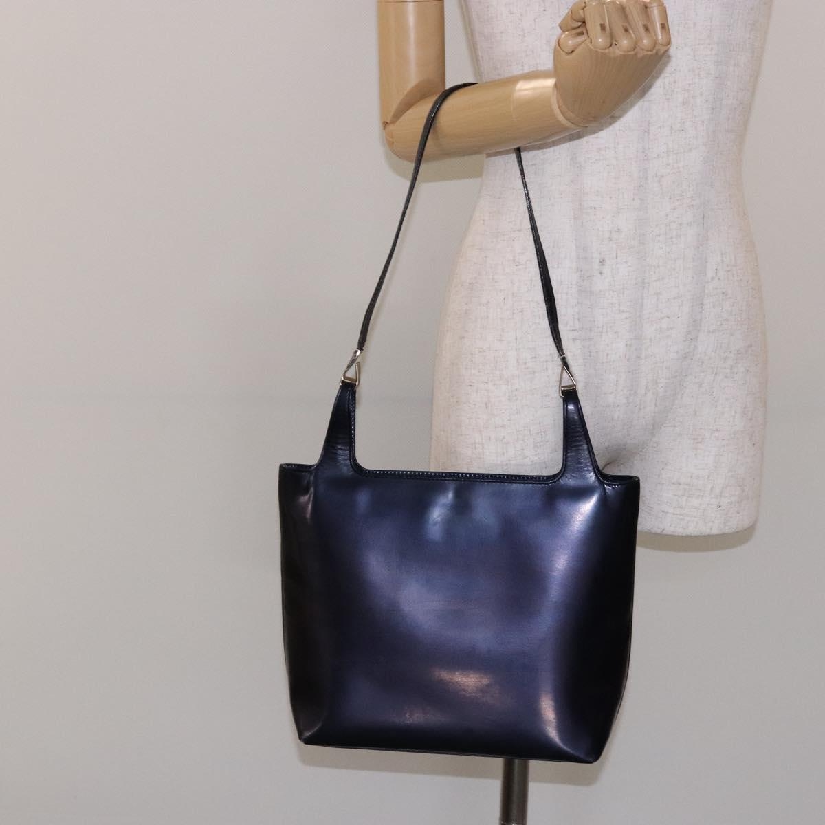 GUCCI Shoulder Bag Enamel Navy Silver Auth bs28873