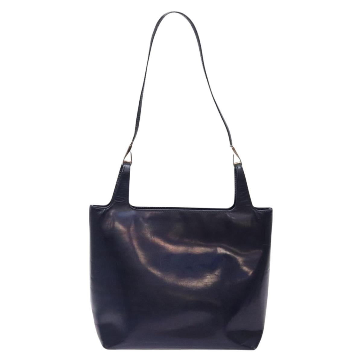 GUCCI Shoulder Bag Enamel Navy Silver Auth bs28873