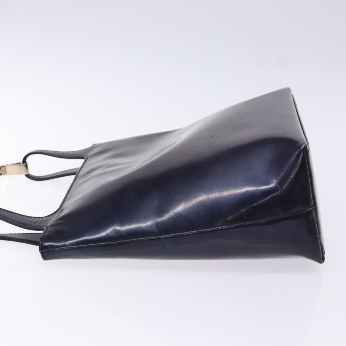 GUCCI Shoulder Bag Enamel Navy Silver Auth bs28873