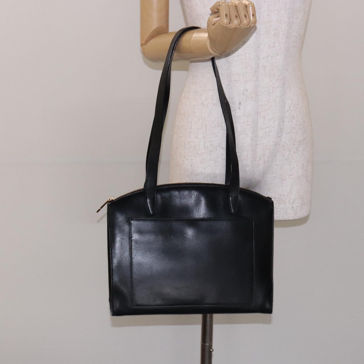 GUCCI Shoulder Bag Leather Black Gold 002 1998 0346 Auth bs28875