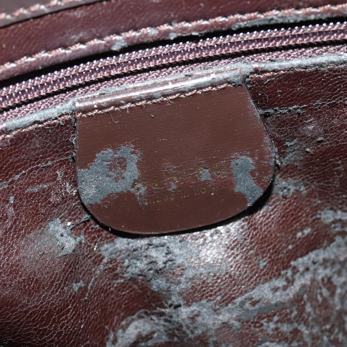 GUCCI Hand Bag Leather Brown gold Auth bs28876