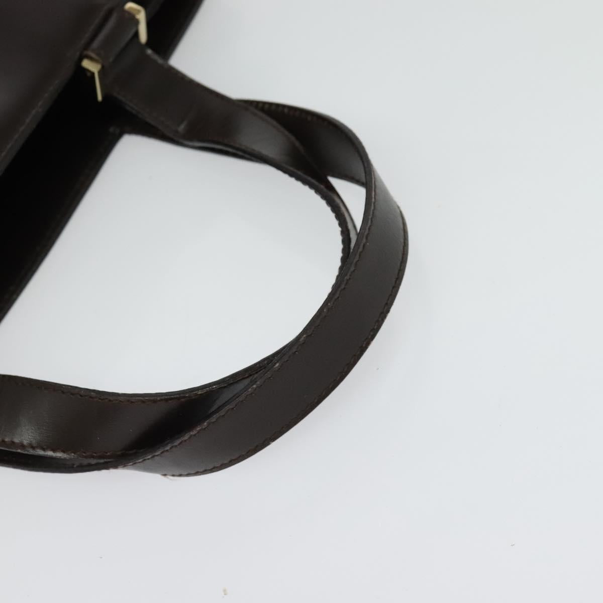 GUCCI Hand Bag Leather Brown gold Auth bs28876