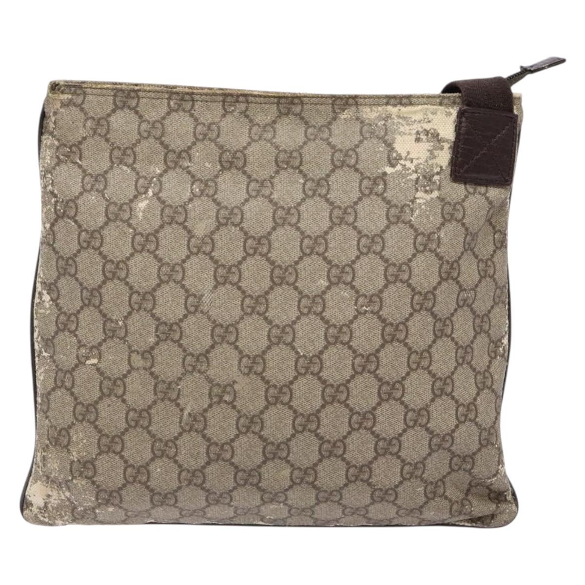 GUCCI GG Supreme Shoulder Bag PVC Beige Gold 141626 Auth bs28880
