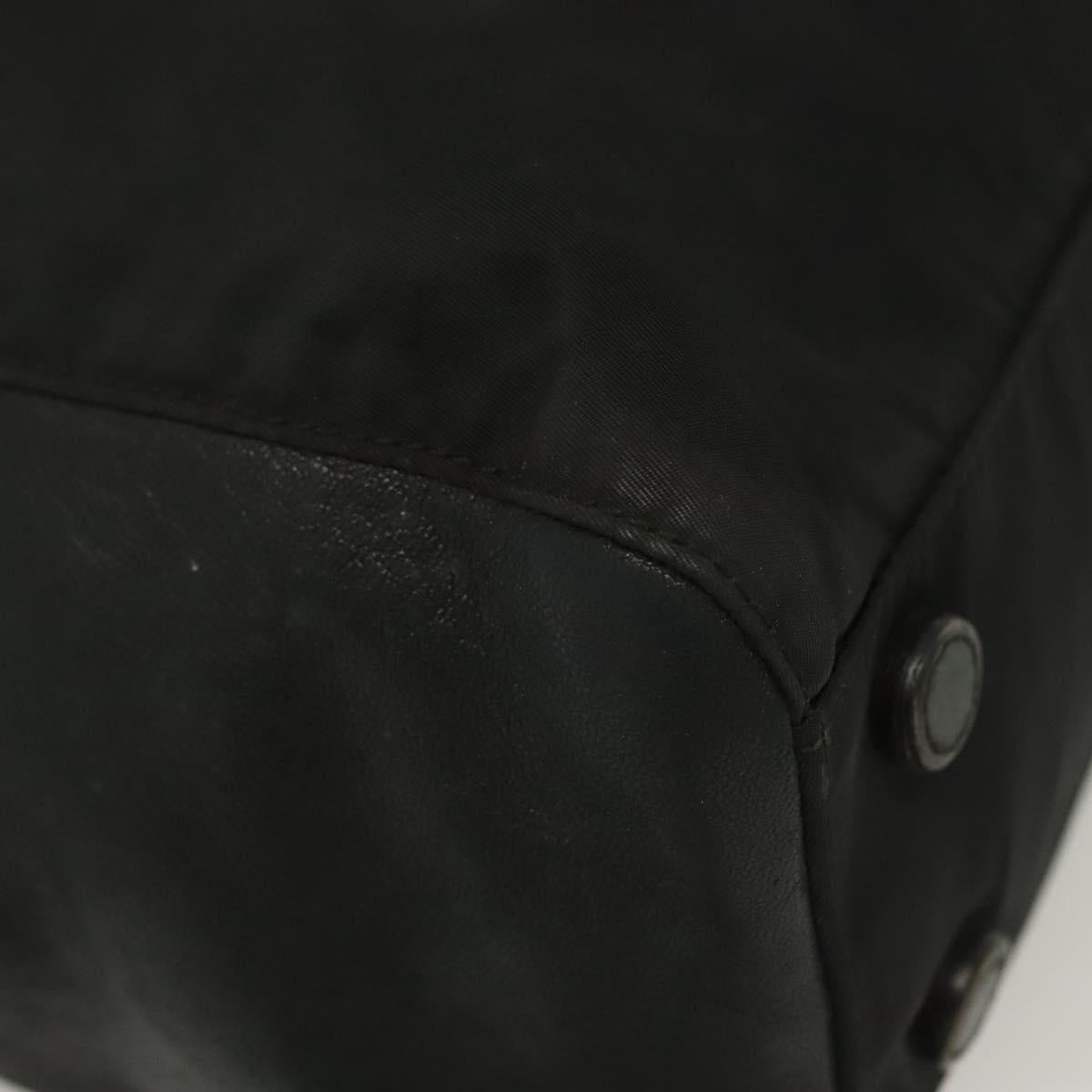 PRADA Hand Bag Nylon Leather Black Silver Auth bs28884