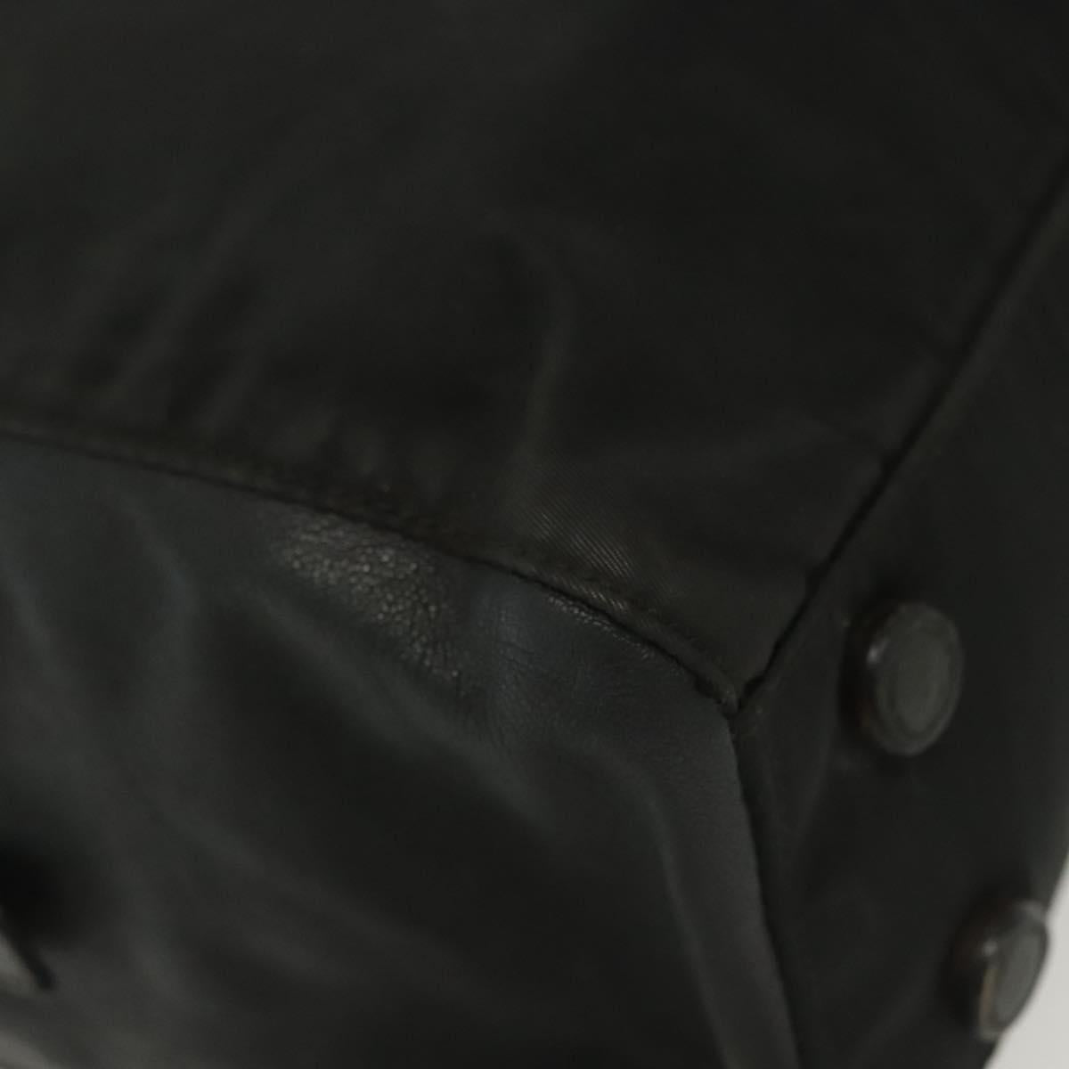 PRADA Hand Bag Nylon Leather Black Silver Auth bs28884