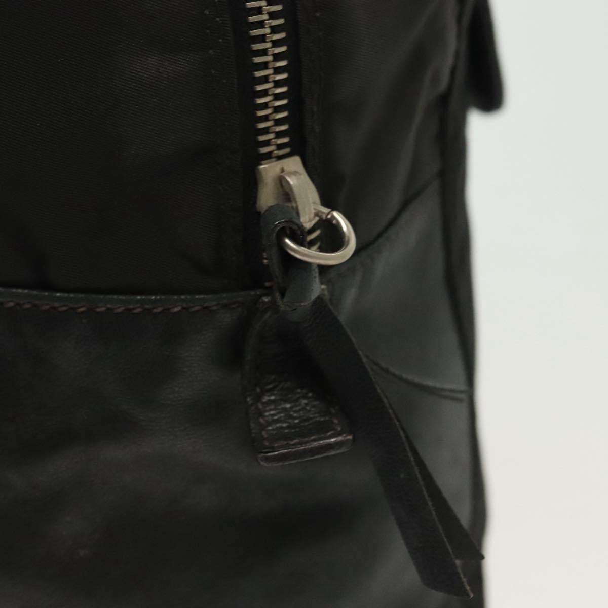 PRADA Hand Bag Nylon Leather Black Silver Auth bs28884