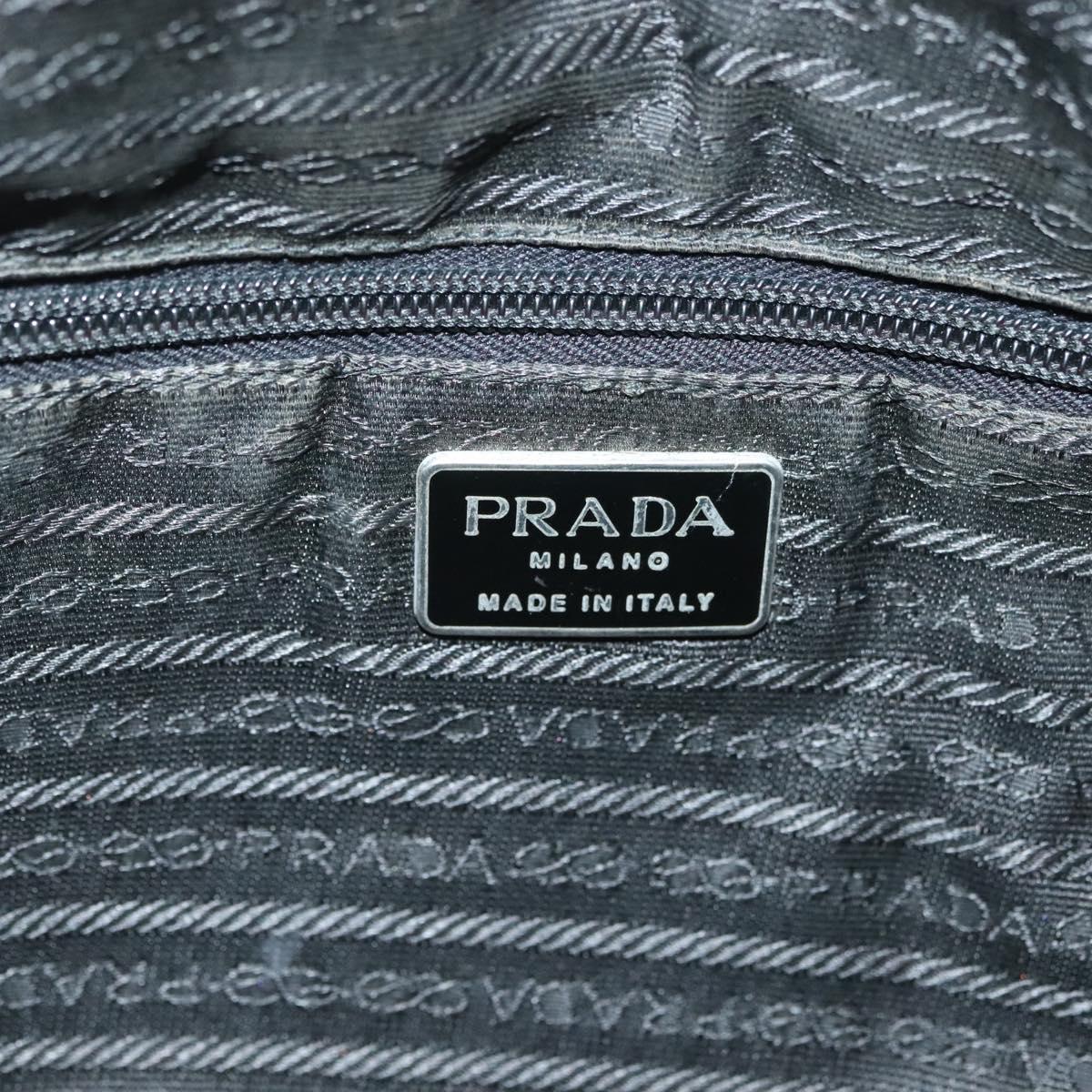 PRADA Hand Bag Nylon Leather Black Silver Auth bs28884