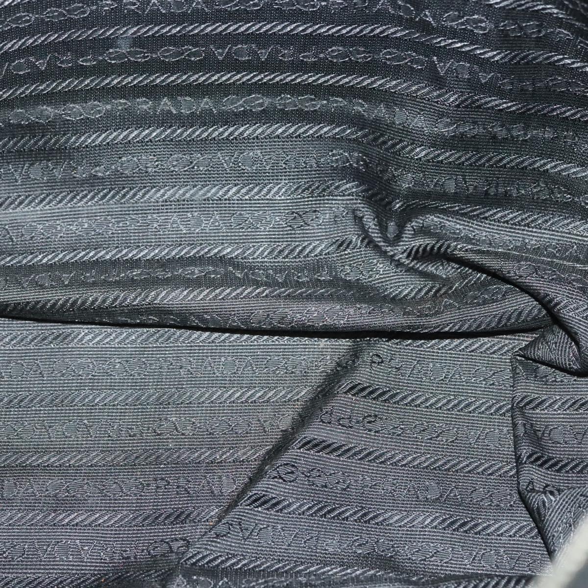 PRADA Hand Bag Nylon Leather Black Silver Auth bs28884