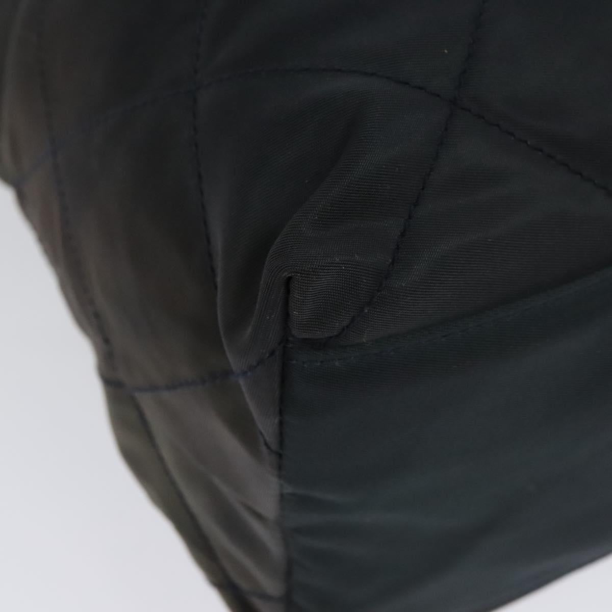 PRADA Chain Shoulder Bag Nylon Navy Gold Auth bs28886