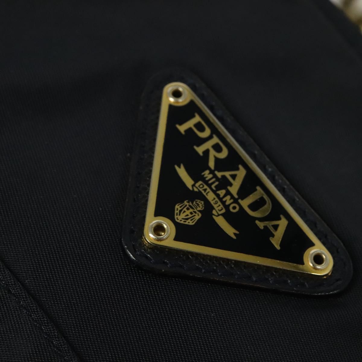 PRADA Chain Shoulder Bag Nylon Navy Gold Auth bs28886