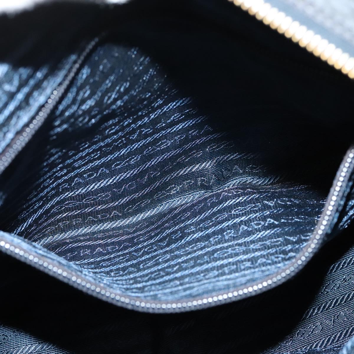 PRADA Chain Shoulder Bag Nylon Navy Gold Auth bs28886