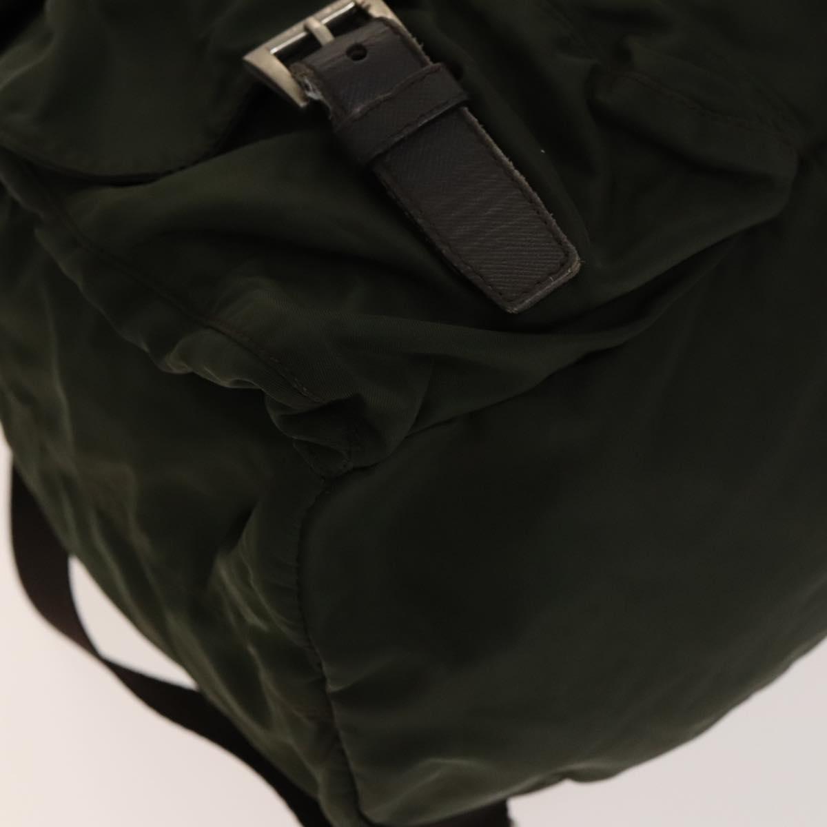 PRADA Backpack Nylon Khaki Silver Auth bs28888