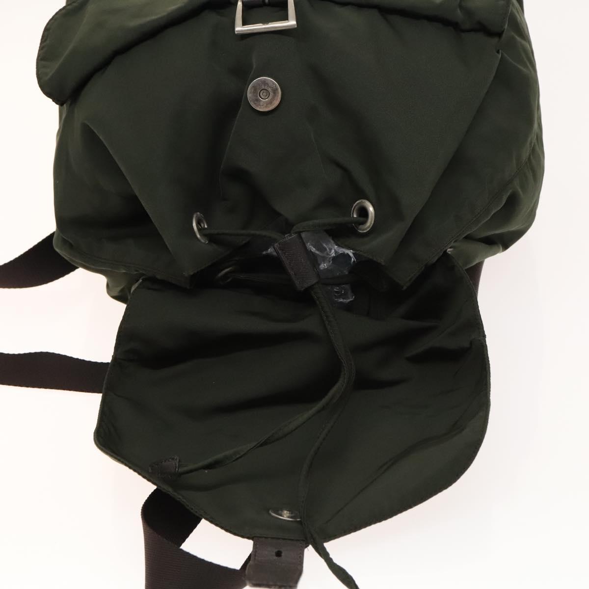 PRADA Backpack Nylon Khaki Silver Auth bs28888