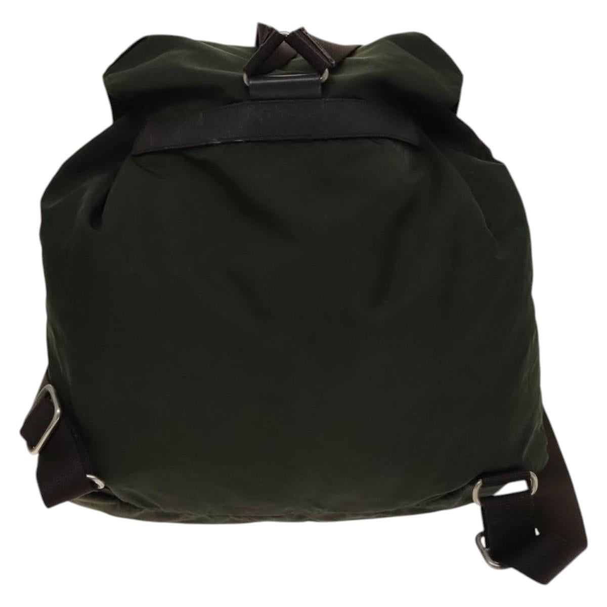PRADA Backpack Nylon Khaki Silver Auth bs28888