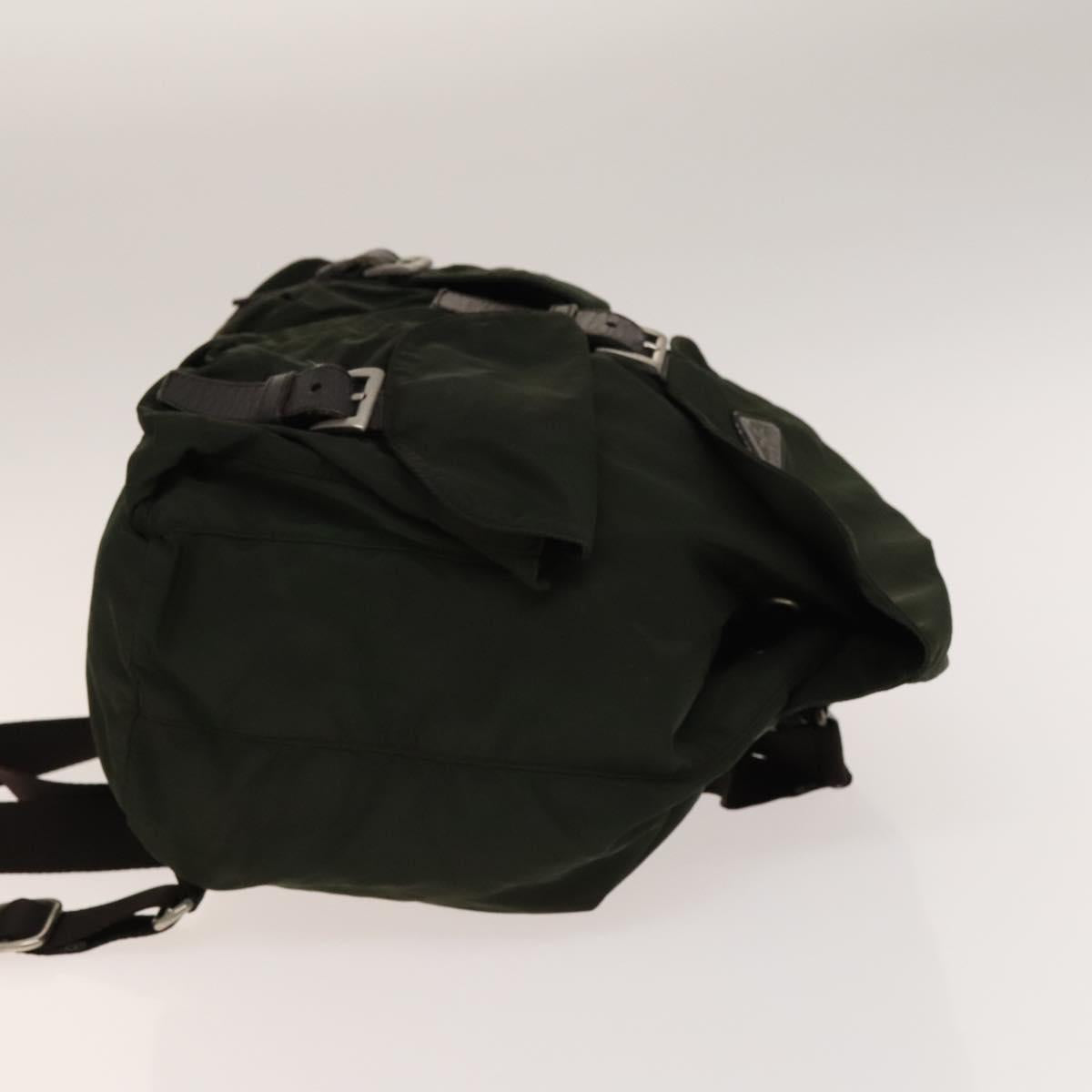 PRADA Backpack Nylon Khaki Silver Auth bs28888