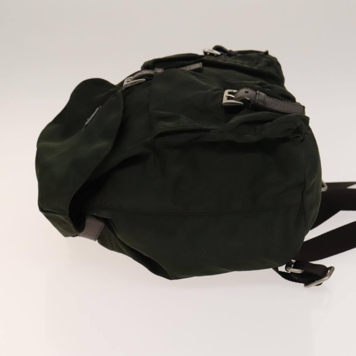 PRADA Backpack Nylon Khaki Silver Auth bs28888