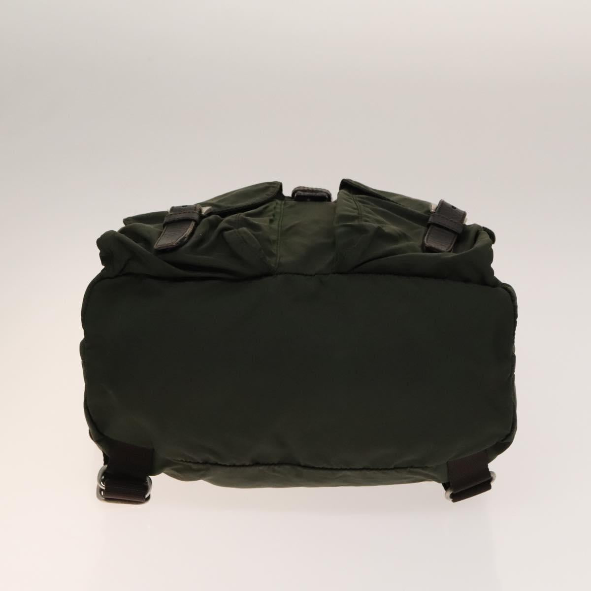 PRADA Backpack Nylon Khaki Silver Auth bs28888