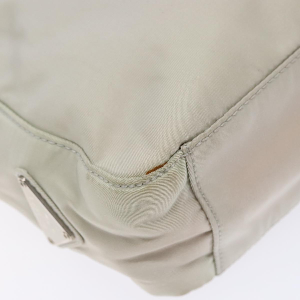 PRADA Tote Bag Nylon White Silver Auth bs28890