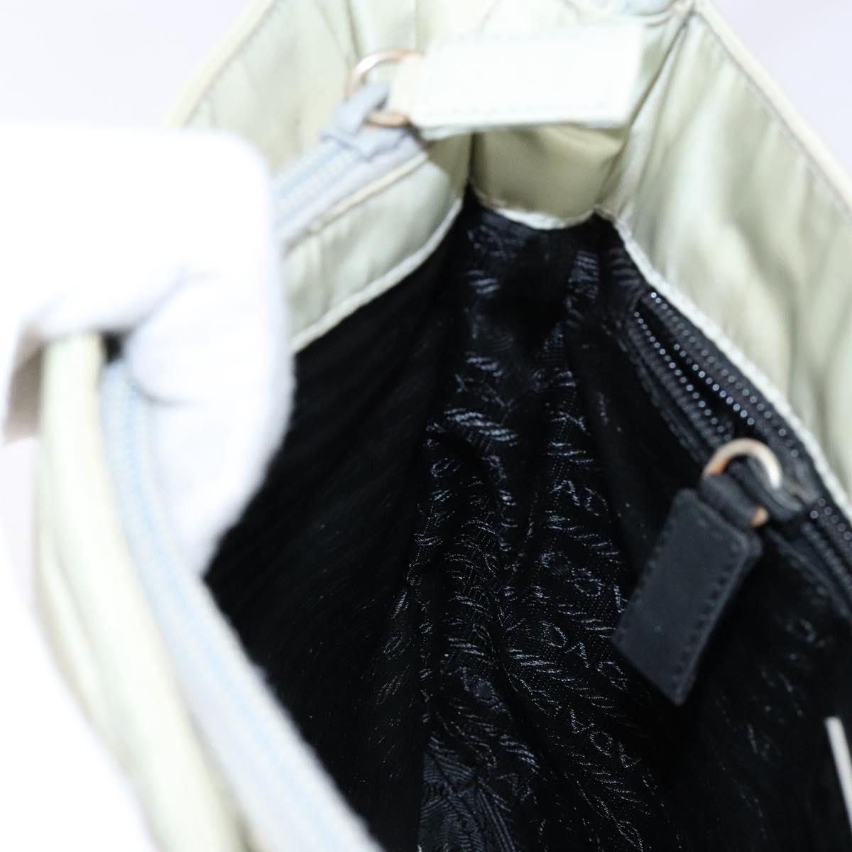 PRADA Tote Bag Nylon White Silver Auth bs28890