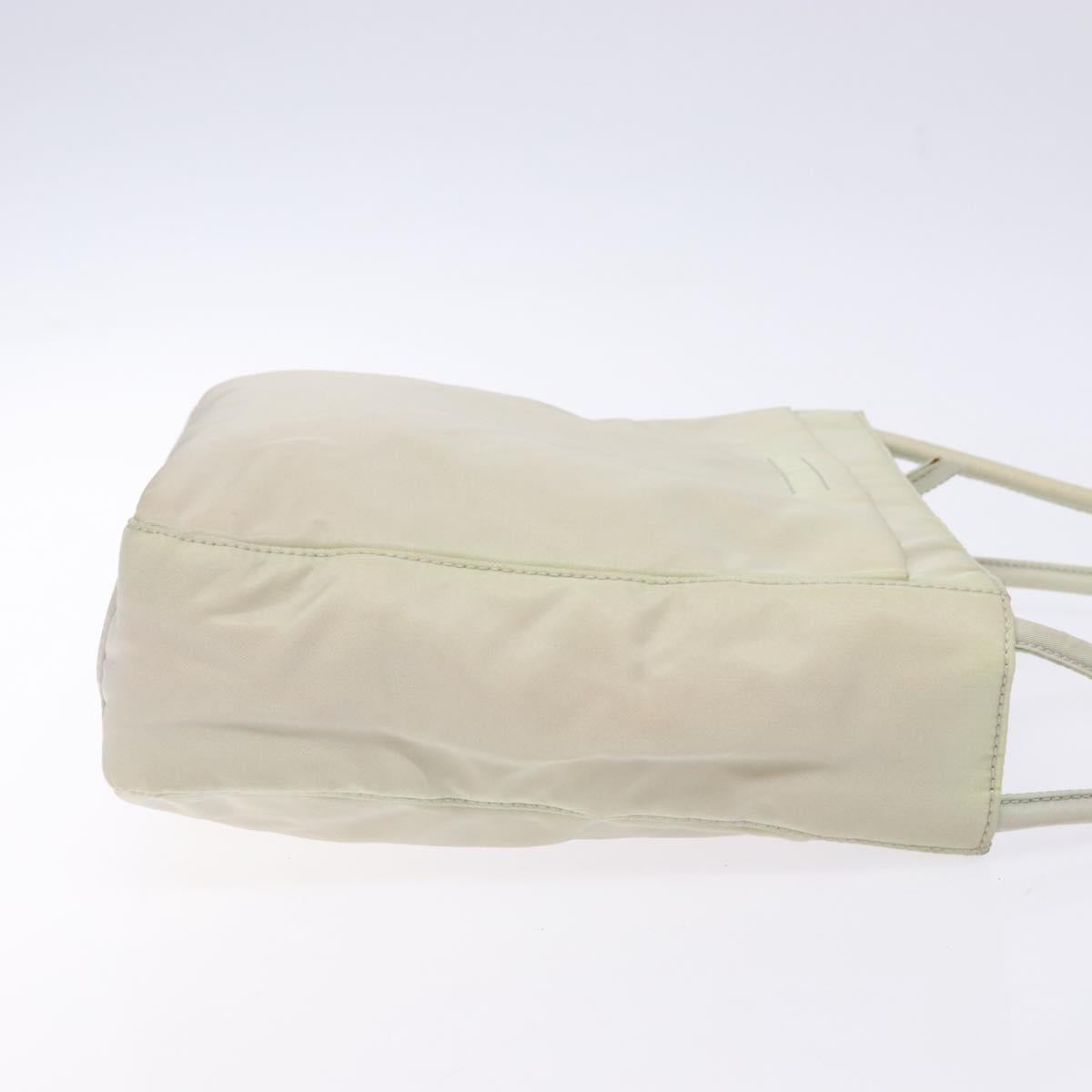 PRADA Tote Bag Nylon White Silver Auth bs28890