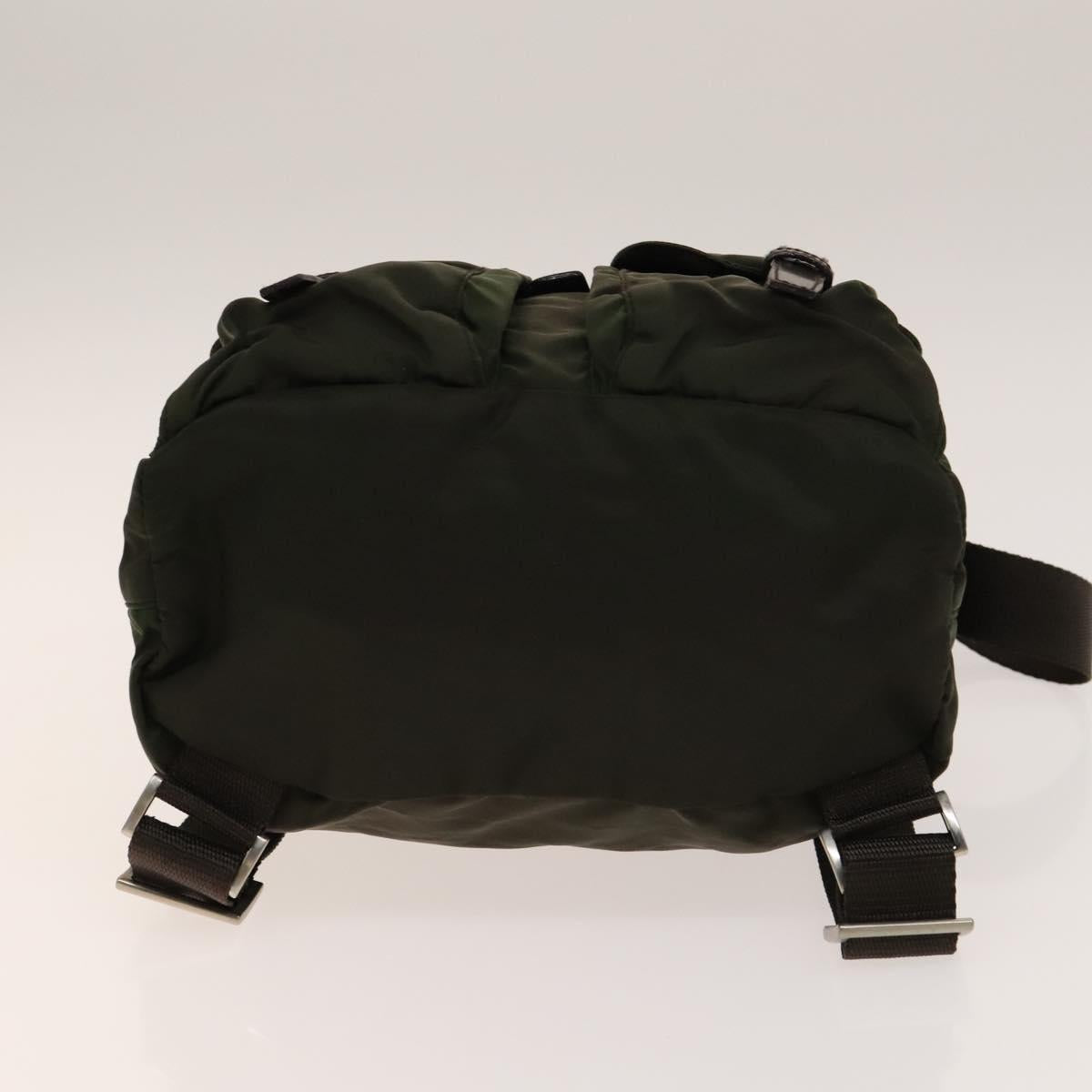 PRADA Backpack Nylon Khaki Silver Auth bs28893