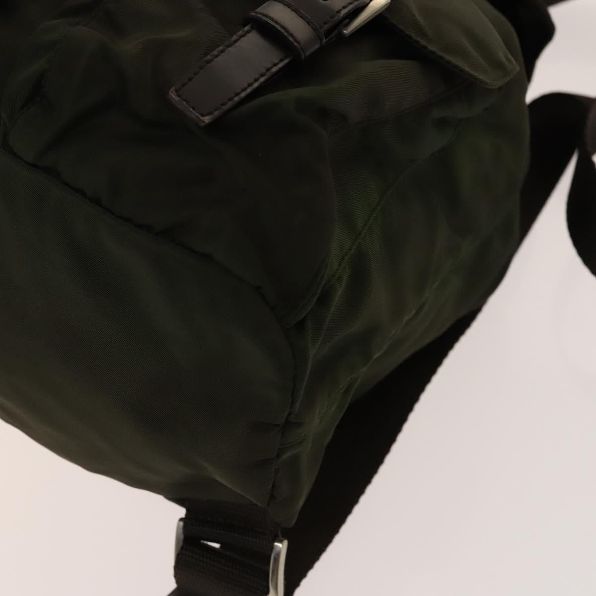 PRADA Backpack Nylon Khaki Silver Auth bs28893