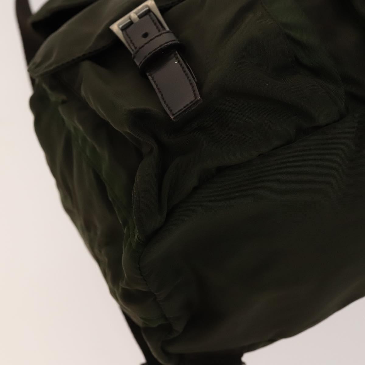 PRADA Backpack Nylon Khaki Silver Auth bs28893