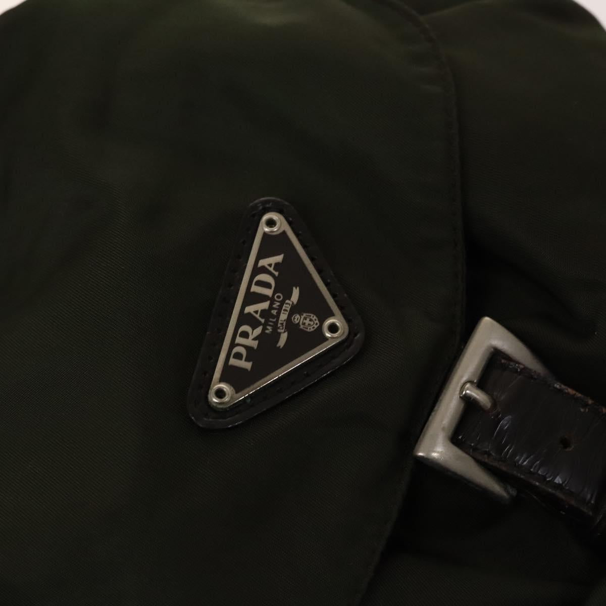 PRADA Backpack Nylon Khaki Silver Auth bs28893