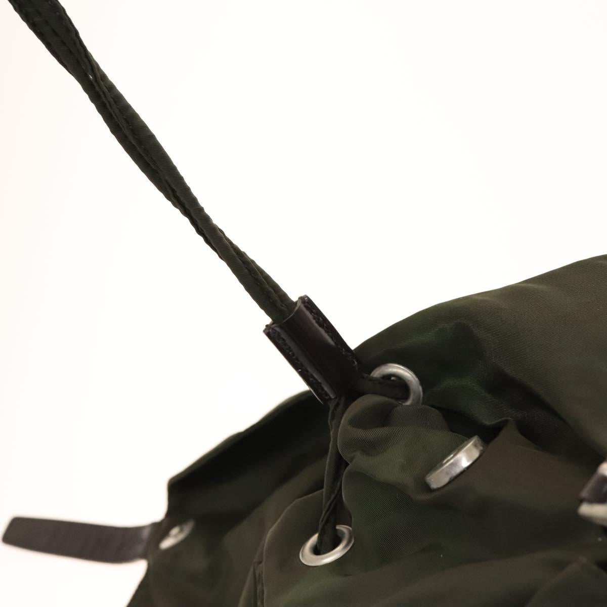 PRADA Backpack Nylon Khaki Silver Auth bs28893
