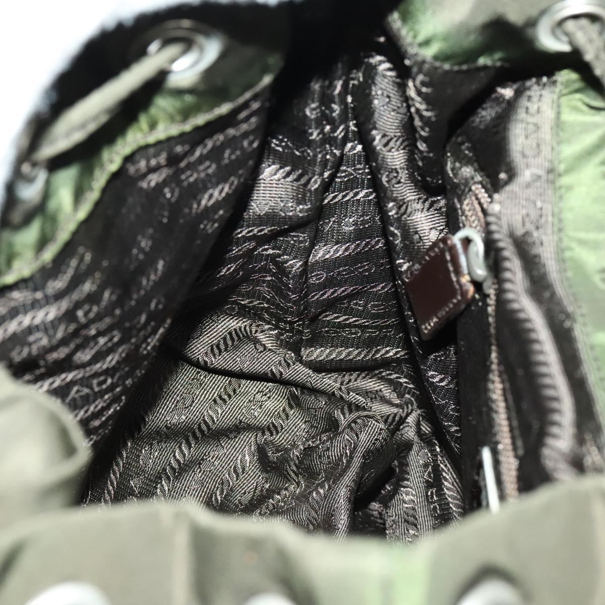 PRADA Backpack Nylon Khaki Silver Auth bs28893