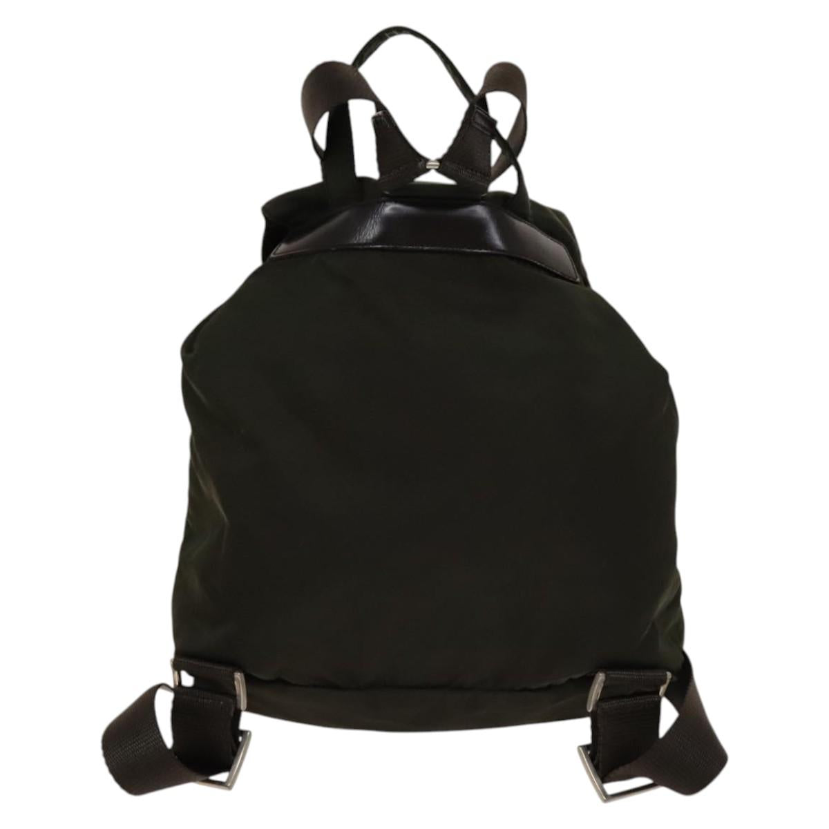 PRADA Backpack Nylon Khaki Silver Auth bs28893