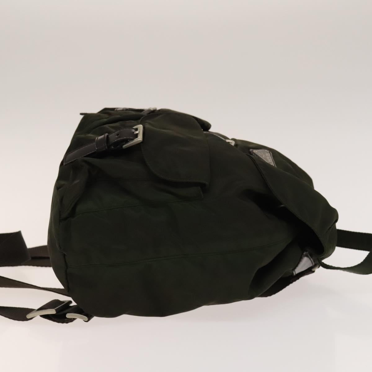 PRADA Backpack Nylon Khaki Silver Auth bs28893