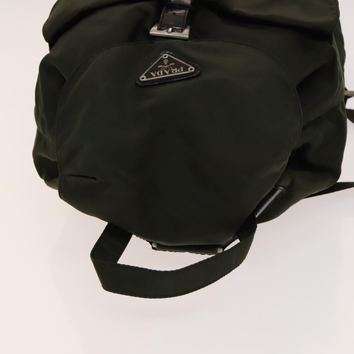 PRADA Backpack Nylon Khaki Silver Auth bs28893