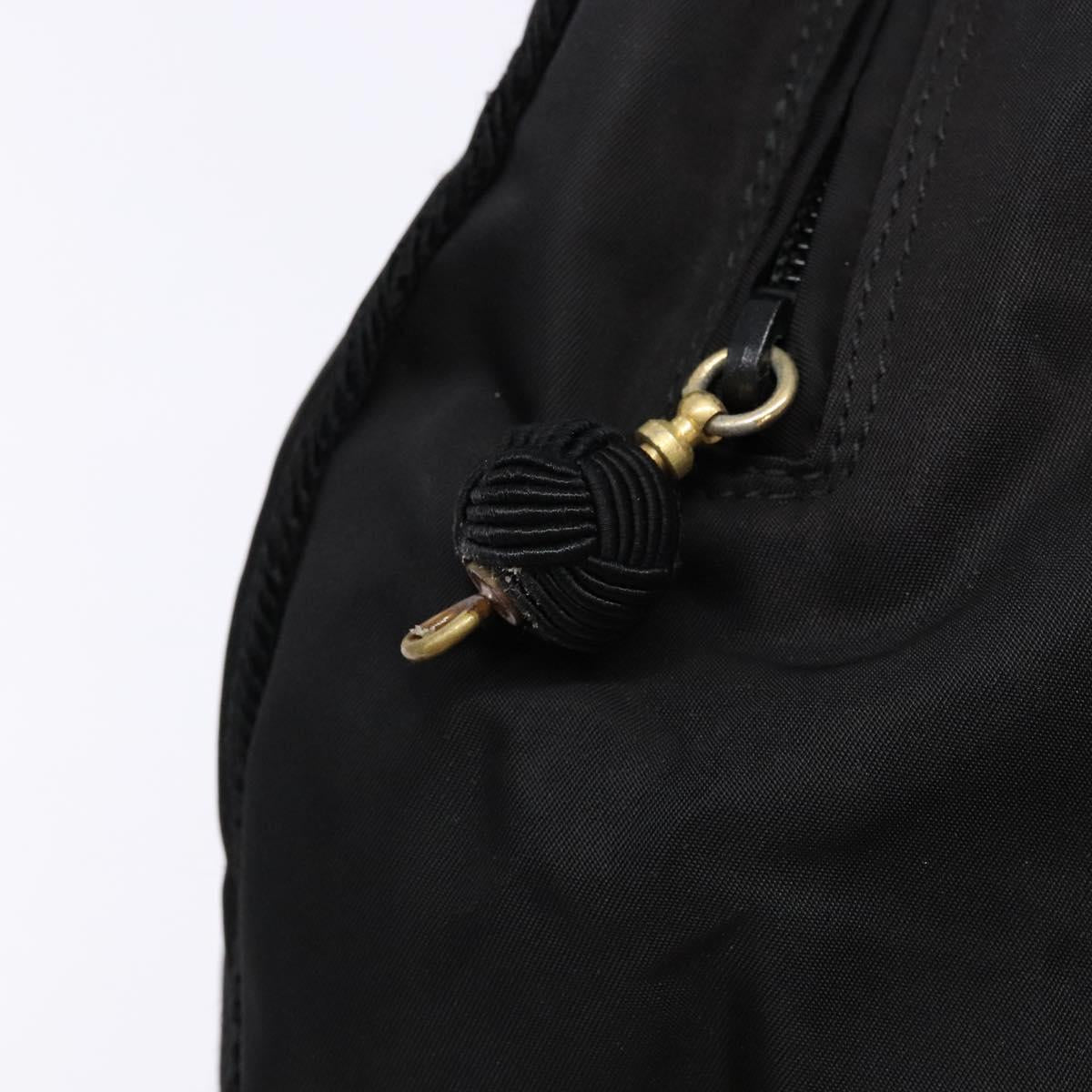 PRADA Hand Bag Nylon Black Gold Auth bs28894