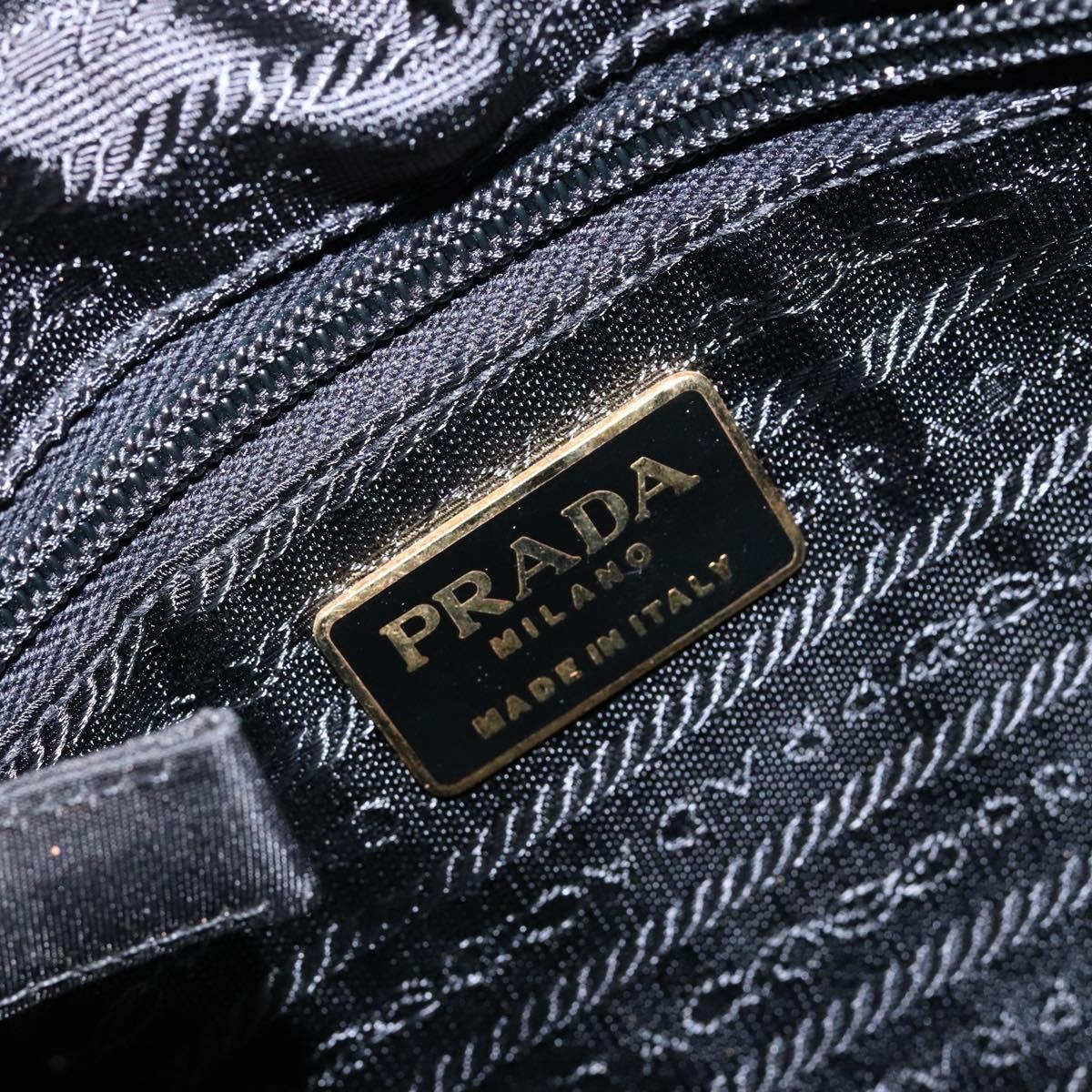 PRADA Hand Bag Nylon Black Gold Auth bs28894
