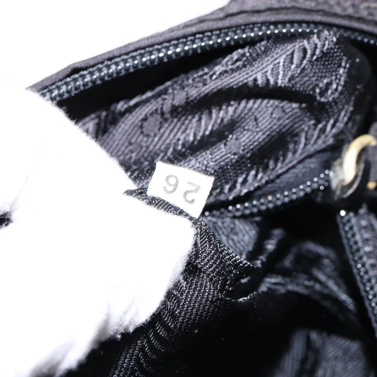 PRADA Hand Bag Nylon Black Gold Auth bs28894