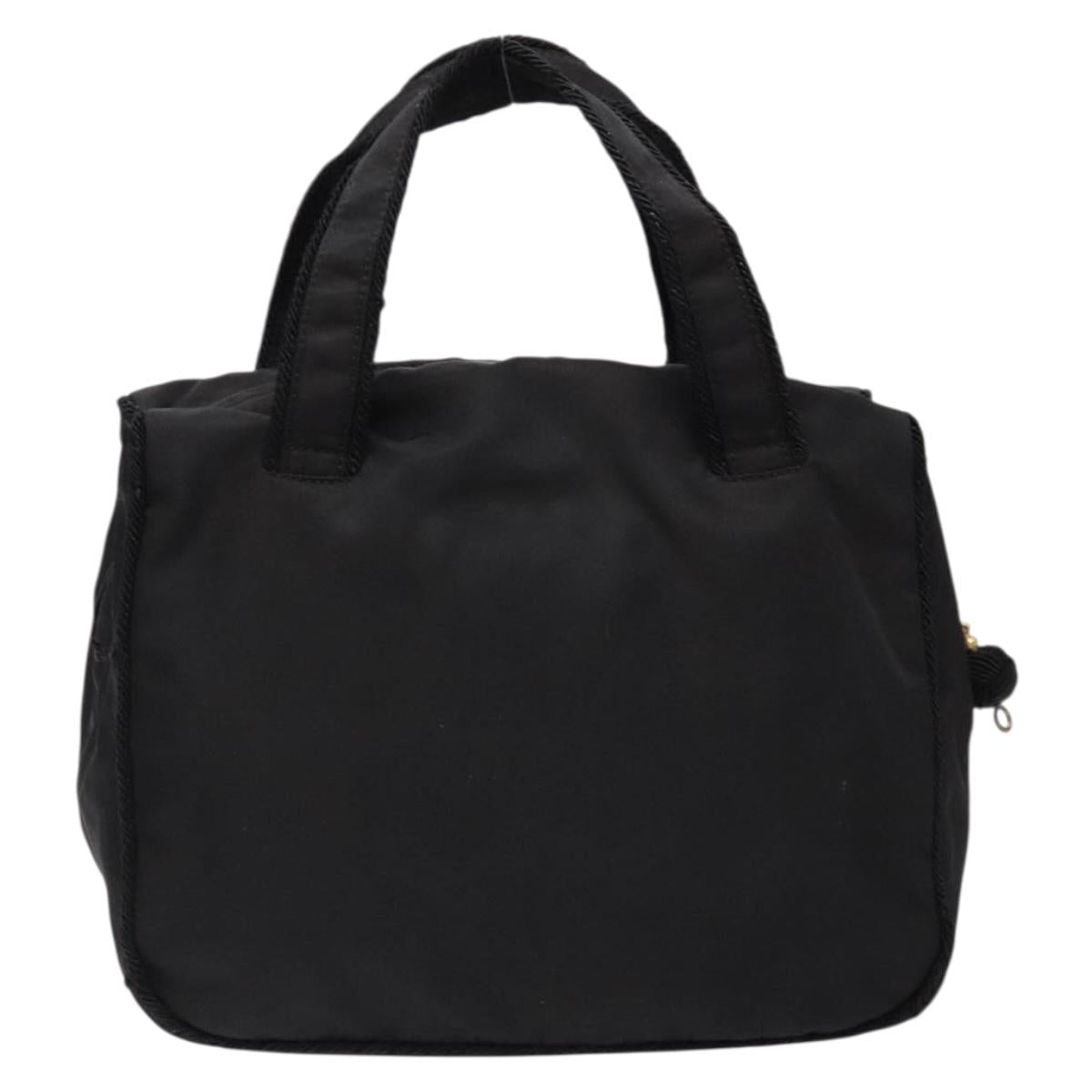 PRADA Hand Bag Nylon Black Gold Auth bs28894