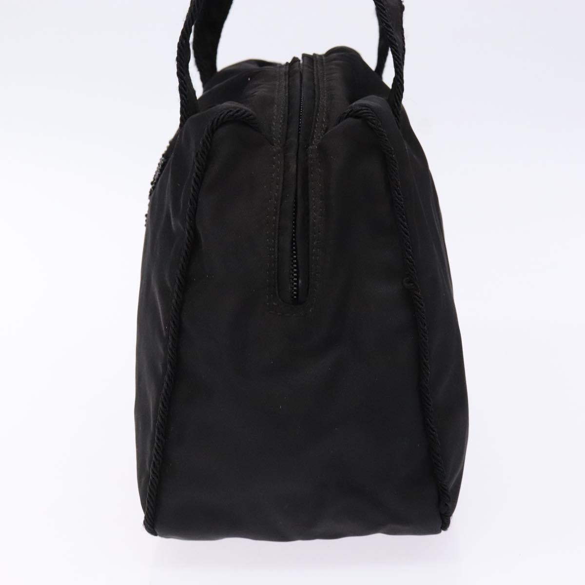 PRADA Hand Bag Nylon Black Gold Auth bs28894