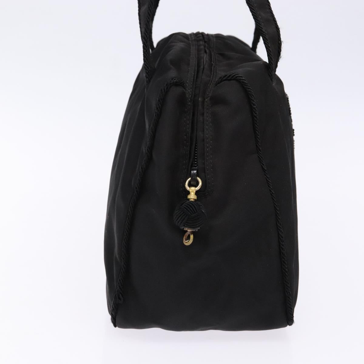 PRADA Hand Bag Nylon Black Gold Auth bs28894