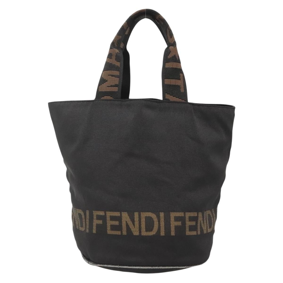 FENDI Hand Bag Black Brown gold Auth bs28903