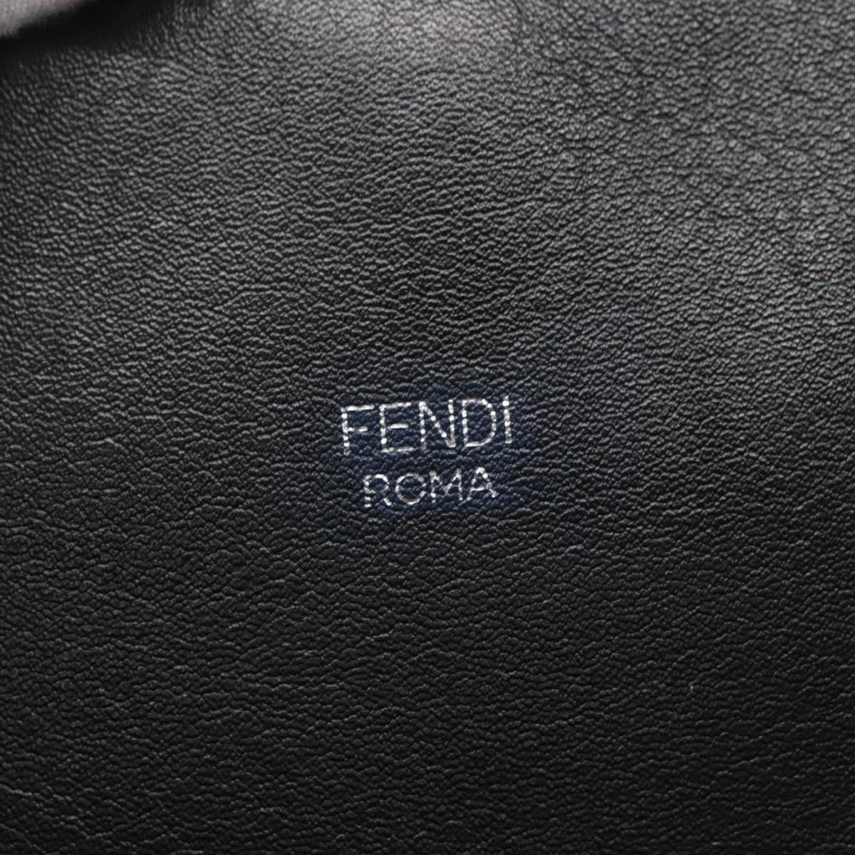 FENDI Hand Bag Leather Black Silver Auth bs28905