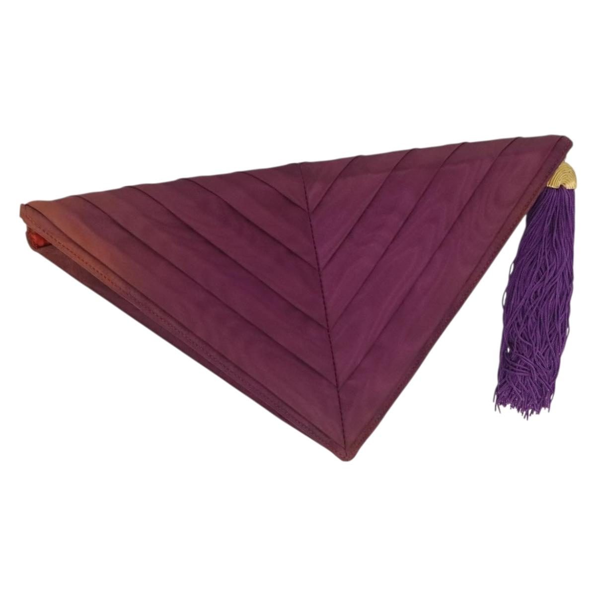 FENDI Clutch Bag Nylon Purple Gold Auth bs28906