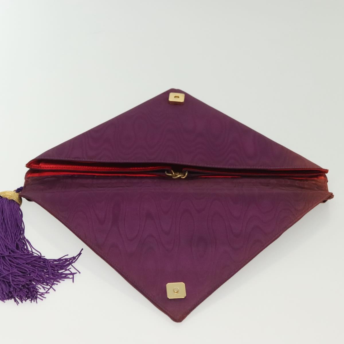 FENDI Clutch Bag Nylon Purple Gold Auth bs28906