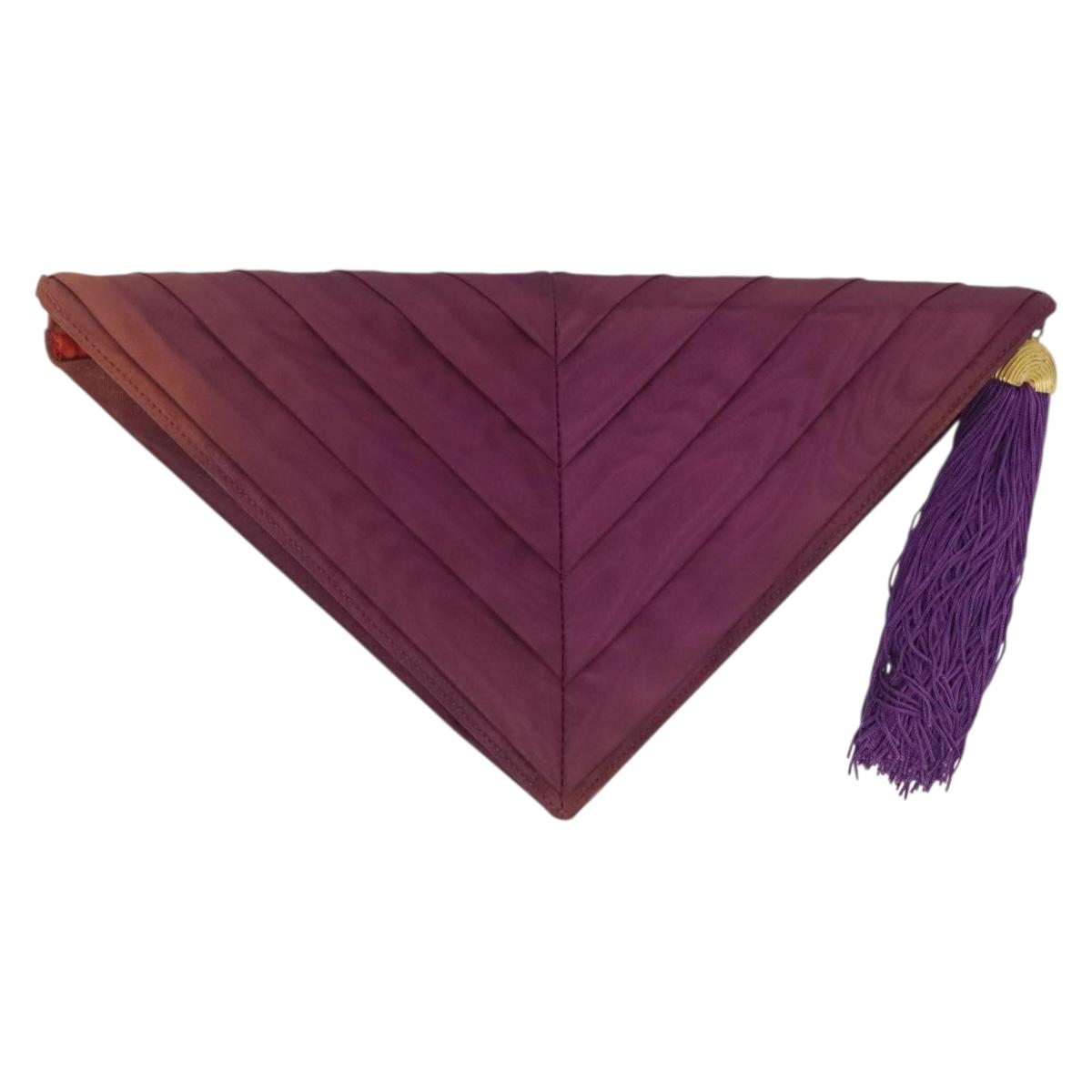 FENDI Clutch Bag Nylon Purple Gold Auth bs28906