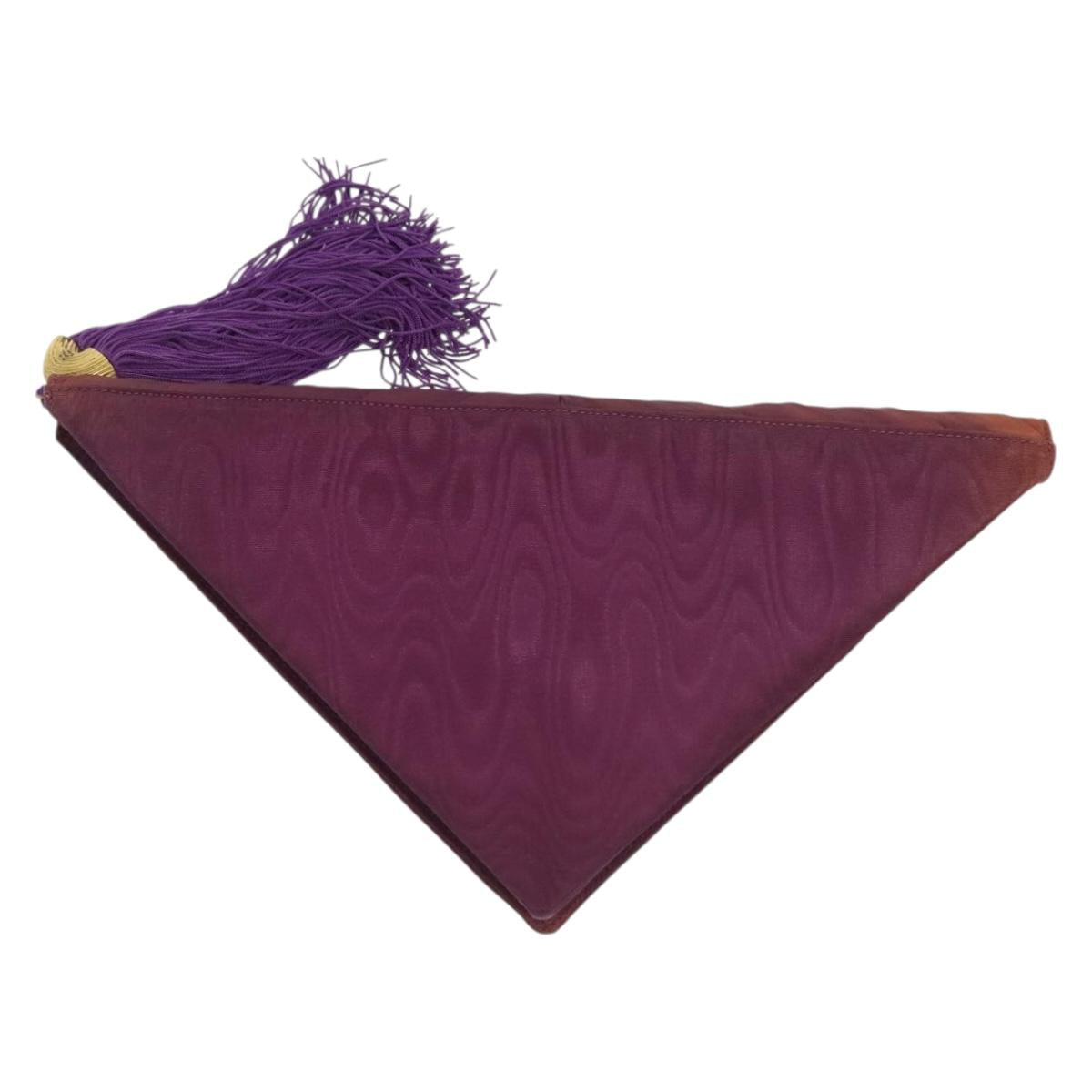 FENDI Clutch Bag Nylon Purple Gold Auth bs28906